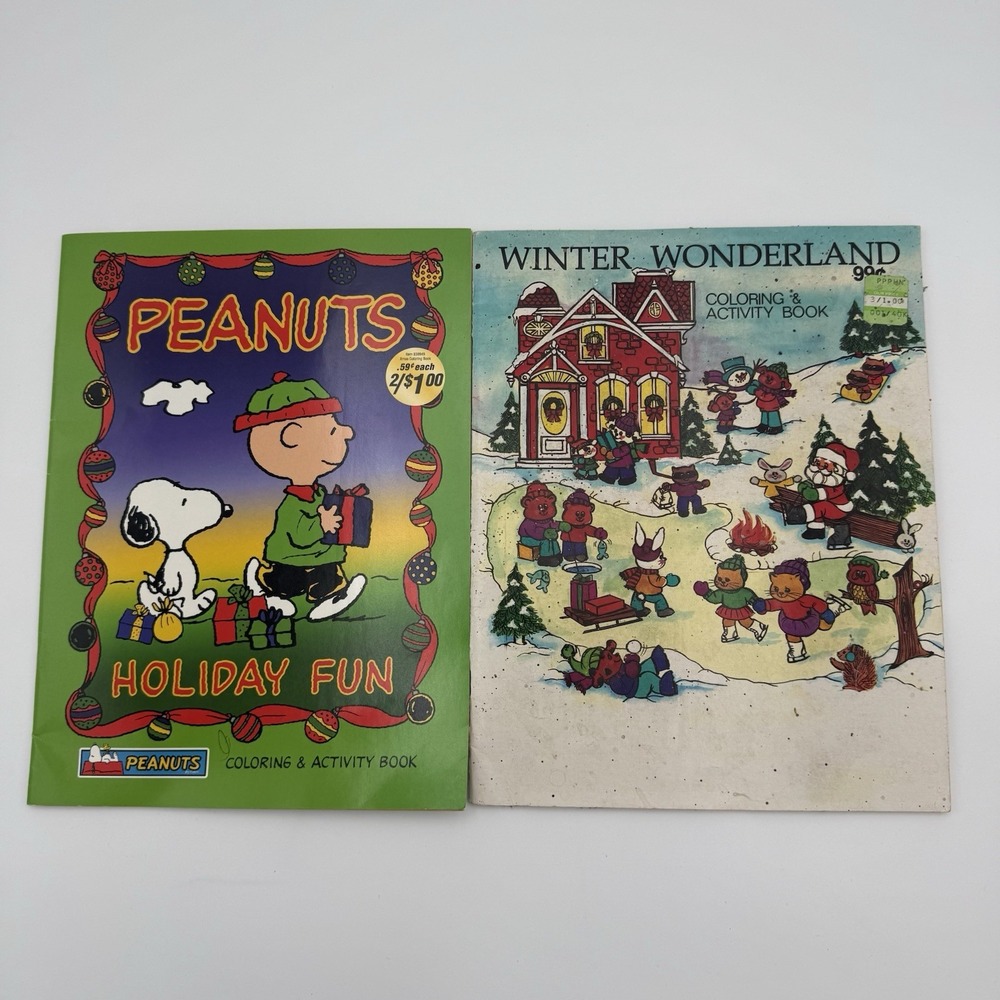 Vtg Chrisrmas Coloring Book Lot 2 Peanuts Holiday Fun 2003 Landoll '91 Winter - Picture 2 of 13